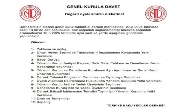 GENEL KURULA DAVET